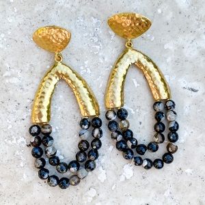 Handmade - black agate & 18k gold plated earrings